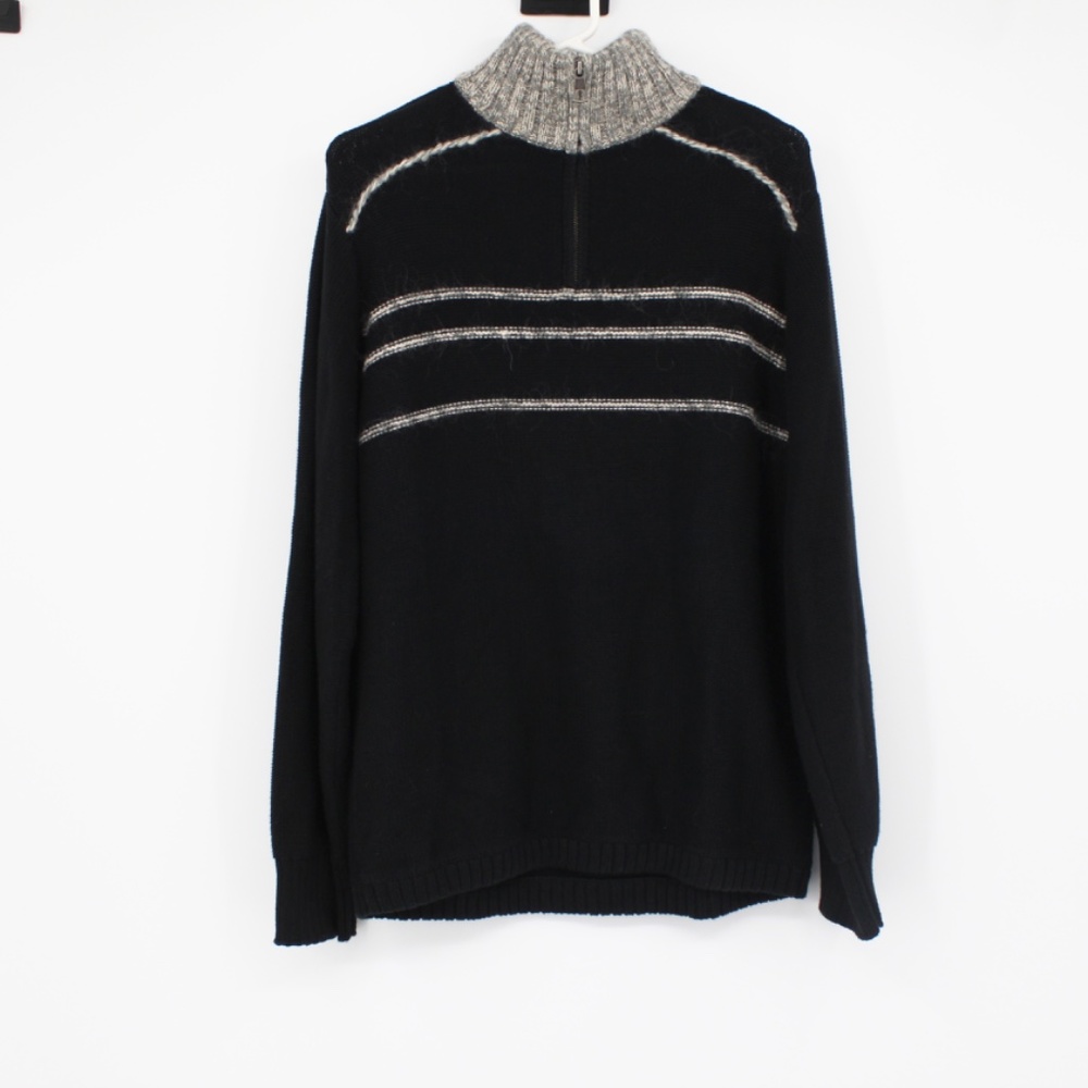 TOMMY HILFIGER Men’s Sweater, Black, Quarter Zip, Cotton, Mohair, Wool Size M